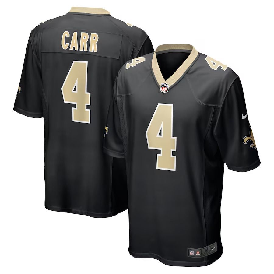 Men New Orleans Saints 4 Derek Carr Nike Black Game NFL Jersey